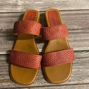 Vintage Leather Rose Color Square Toe Sandals 8.5